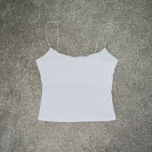 Leith Cropped Tank Top w/ Shelf Bra White Sz S